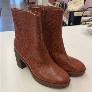 Universal Thread Rust Snake Print Heeled Boots